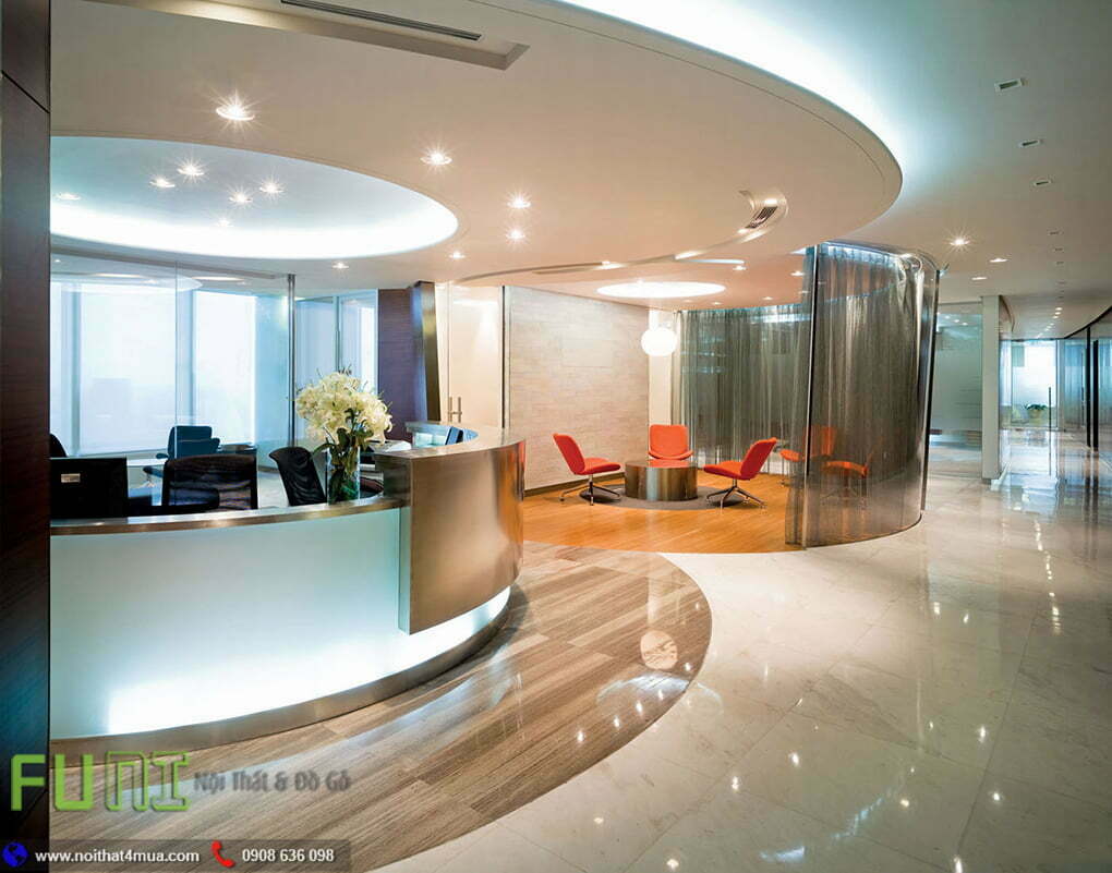 Mẫu thiết kế văn phòng hình vồm uốn lượn đẹp Mẫu thiết kế văn phòng hình vồm uốn lượn đẹp