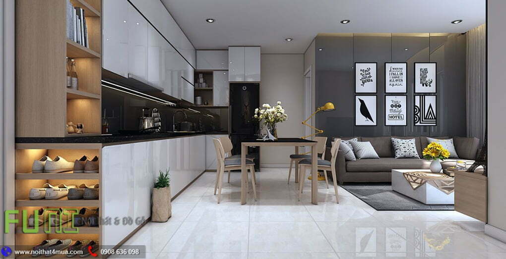 Phòng bếp đẹp căn hộ chung cư 70m2 Phòng bếp đẹp căn hộ chung cư 70m2