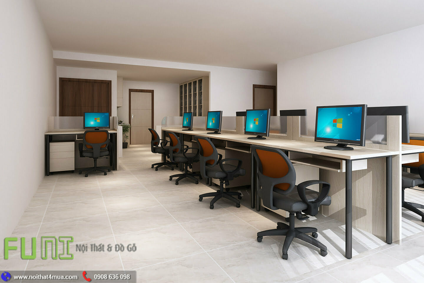Văn phòng mẫu 50m2 công ty Funi Văn phòng mẫu 50m2 công ty Funi