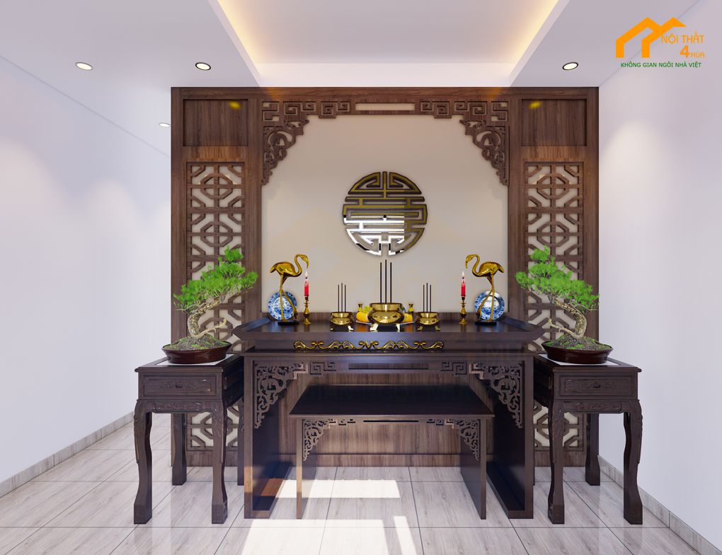 10+ Mẫu thiết kế nhà ở kết hợp văn phòng cho thuê đẹp, tiết kiệm 3 Phòng thờ hiện đại trang nghiêm