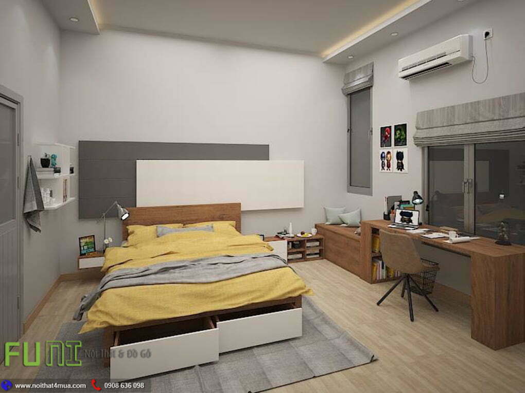 Mẫu thiết kế nội thất phòng ngủ 1 chung cư 70m2 Mẫu thiết kế nội thất phòng ngủ 1 chung cư 70m2