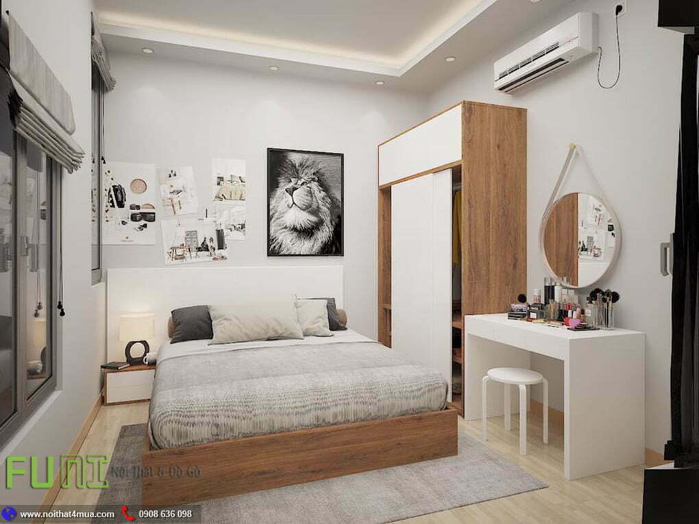 Mẫu thiết kế nội thất phòng ngủ 2 chung cư 70m2 Mẫu thiết kế nội thất phòng ngủ 2 chung cư 70m2