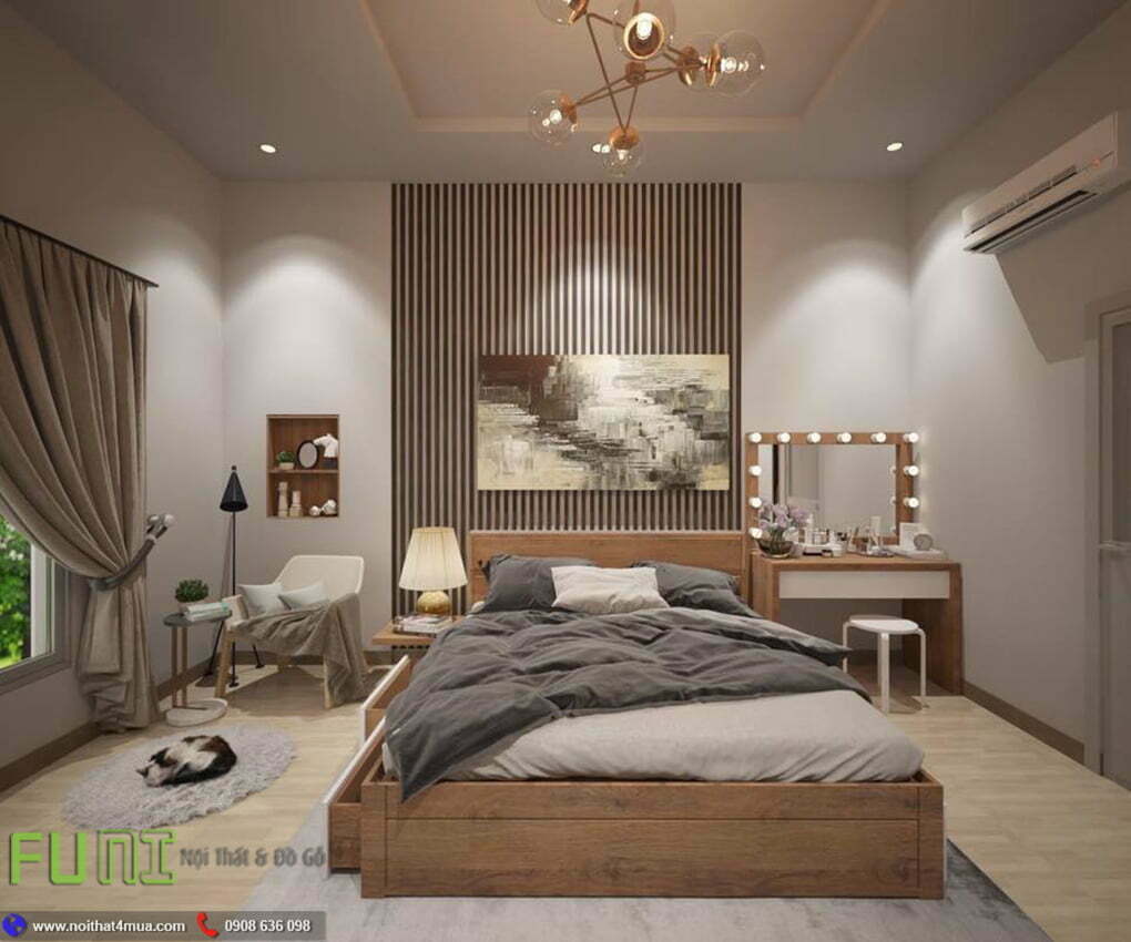 Mẫu thiết kế nội thất phòng ngủ 3 chung cư 70m2 Mẫu thiết kế nội thất phòng ngủ chung cư 70m2