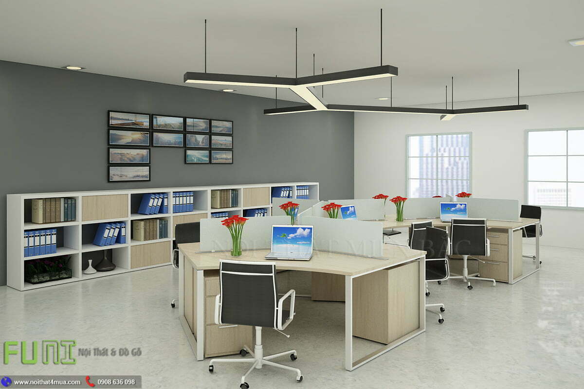 Mẫu văn phòng làm việc nhóm 60m2 đẹp Mẫu văn phòng làm việc nhóm 60m2 đẹp