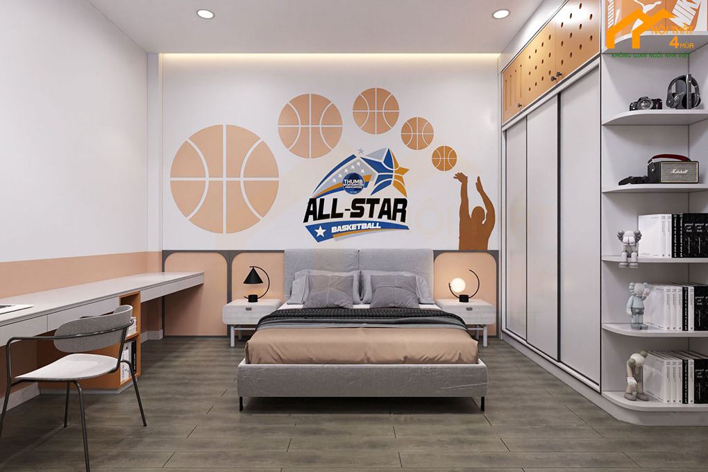 20+ Mẫu thiết kế phòng ngủ cho con trai lớn đẹp đa phong cách và độ tuổi 12 Phòng ngủ bé trai fan bóng rổ