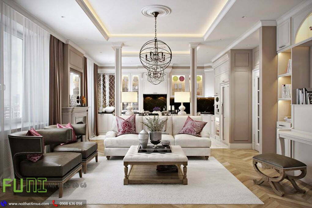Thiết kế phòng khách cổ điển tại nhà ở Thiết kế phòng khách cổ điển tại nhà ở