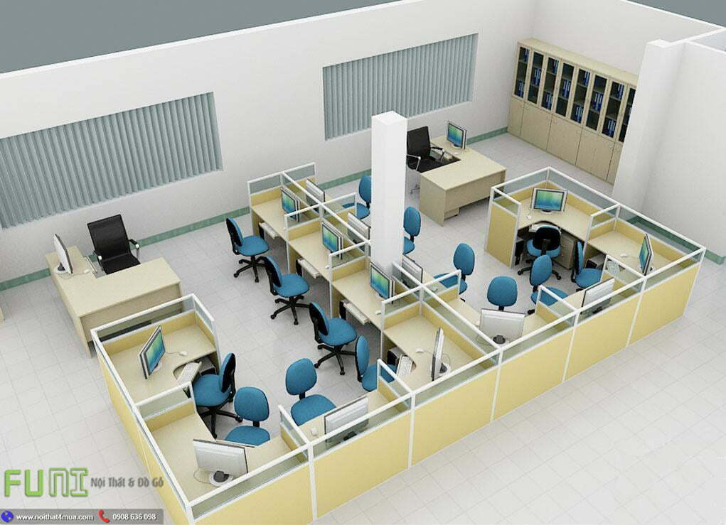 Phối cảnh sơ bộ việc sắp xếp đồ nội thất văn phòng qua bản vẽ 3D Phối cảnh sơ bộ việc sắp xếp đồ nội thất văn phòng qua bản vẽ 3D