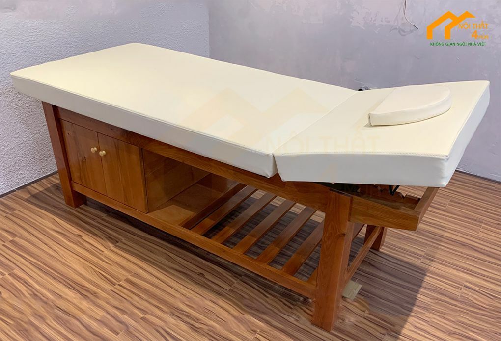 Giường spa massage chân gỗ nâng đầu Giường spa massage chân gỗ nâng đầu