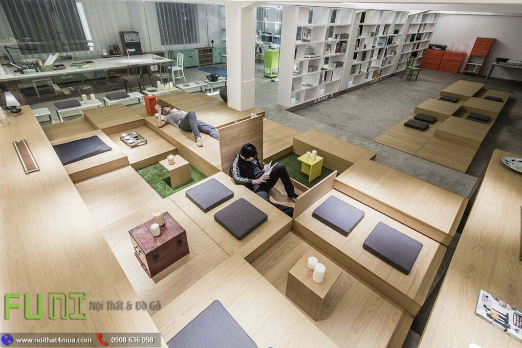 Cách bố trí văn phòng đẹp có quầy cafe thư giãn