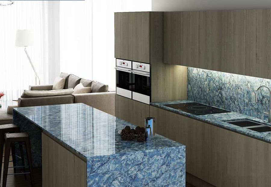 Mẫu đá nhân tạo gốc thạch anh ốp bếp