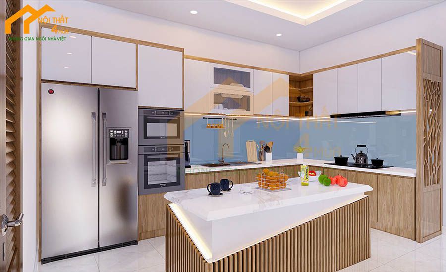 30+ Mẫu kính ốp bếp 3D, kính màu ốp bếp đẹp đa màu sắc 25 Kính ốp bếp màu trắng xanh