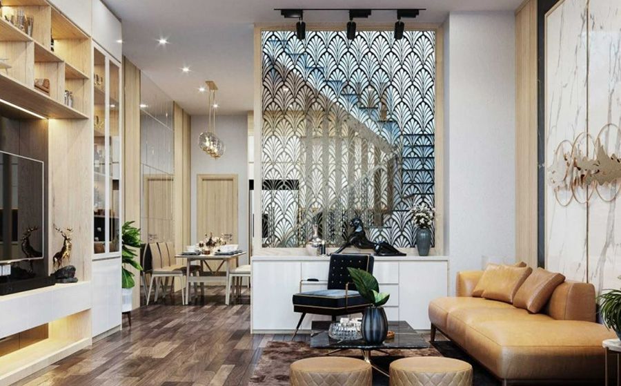 Vách ngăn phòng khách bằng sắt đẹp