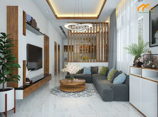 Mẫu vách ngăn phòng khách đẹp hiện đại