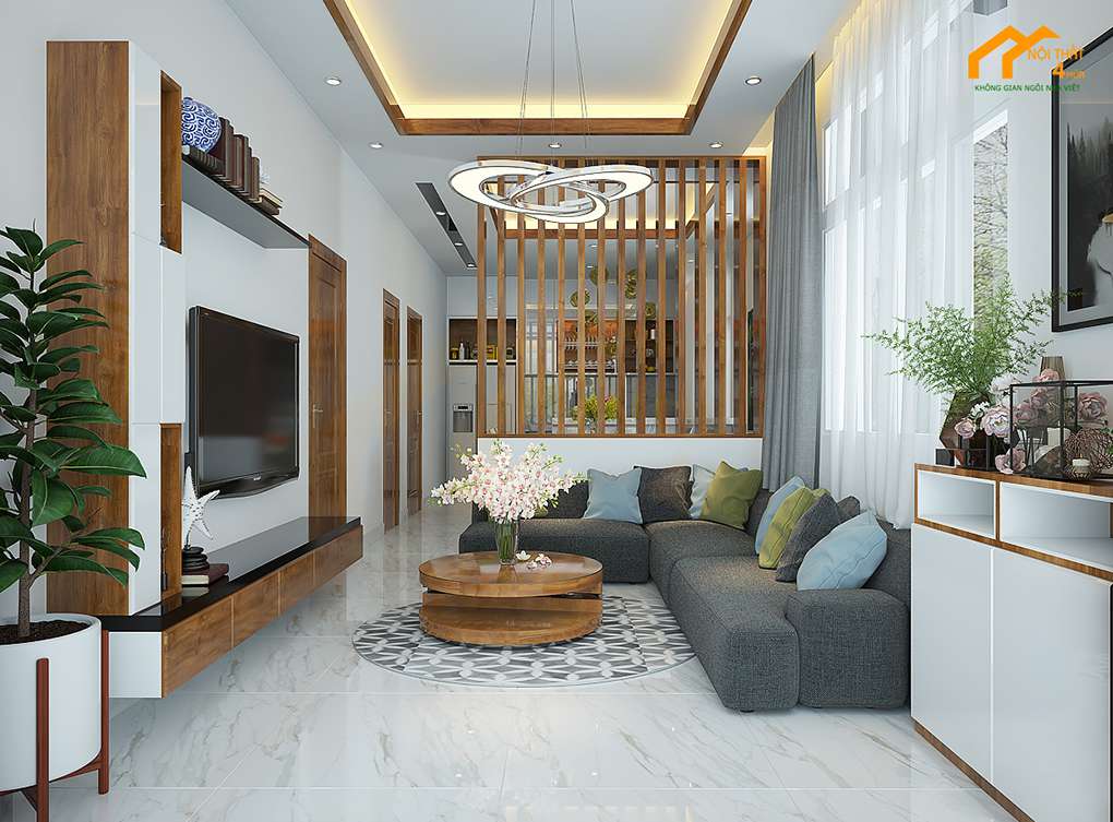 Mẫu vách ngăn phòng khách đẹp hiện đại