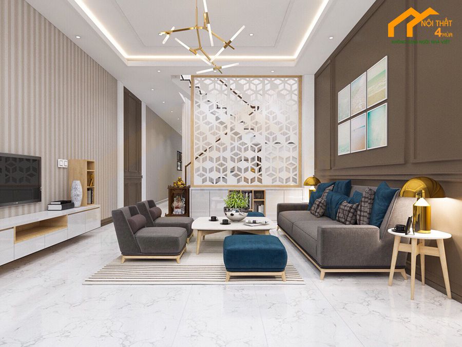 Mẫu vách ngăn phòng khách cnc đẹp hiện đại