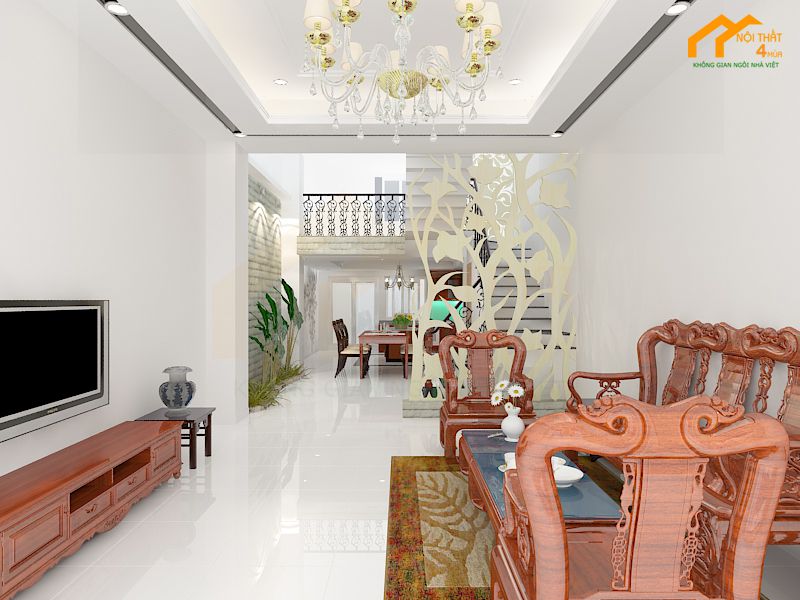 Mẫu vách ngăn phòng khách cnc đẹp hiện đại