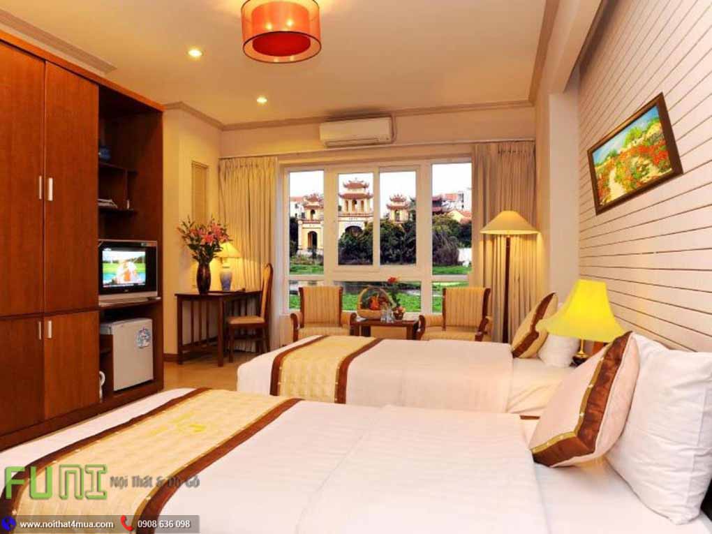 Nội thất phòng khách sạn được thiết kế thi công tại Funi