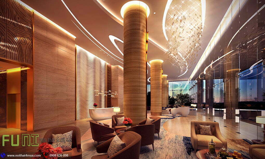 Thiết kế không gian đại sảnh khách sạn chuẩn sao Thiết kế không gian đại sảnh khách sạn chuẩn sao
