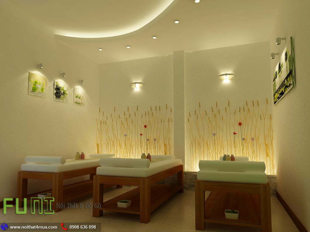 Trang trí phòng spa bằng giường gỗ tự nhiên Trang trí phòng spa bằng giường gỗ tự nhiên