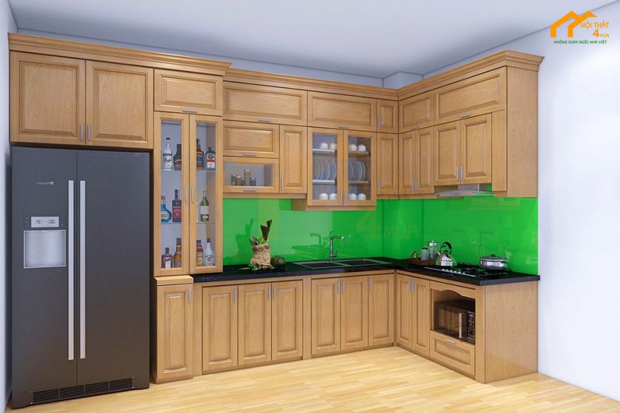 30+ Mẫu kính ốp bếp 3D, kính màu ốp bếp đẹp đa màu sắc 19 Mẫu kính ốp bếp đẹp màu xanh