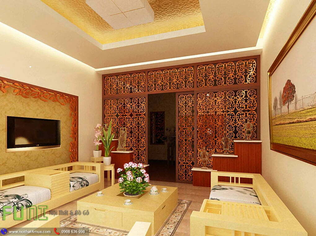 Vách ngăn gỗ cnc phòng khách đẹp Vách ngăn gỗ cnc phòng khách đẹp