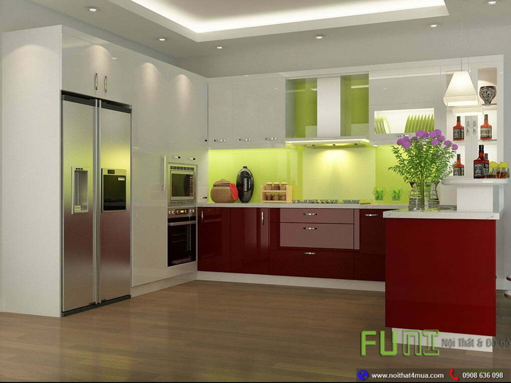Mẫu tủ bếp acrylic an cường Mẫu tủ bếp acrylic an cường