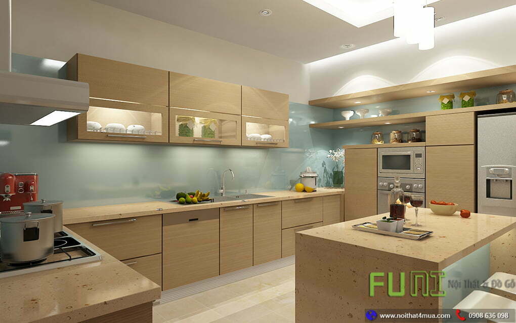 Mẫu tủ bếp laminate đẹp hiện đại