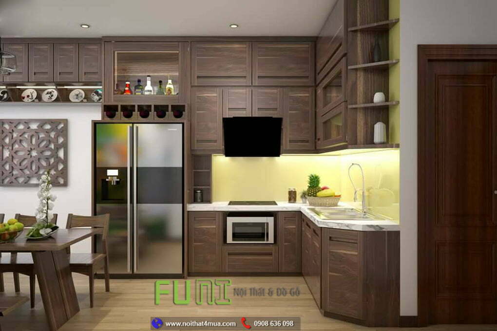 Tủ bếp gỗ tự nhiên đẹp Tủ bếp gỗ tự nhiên đẹp