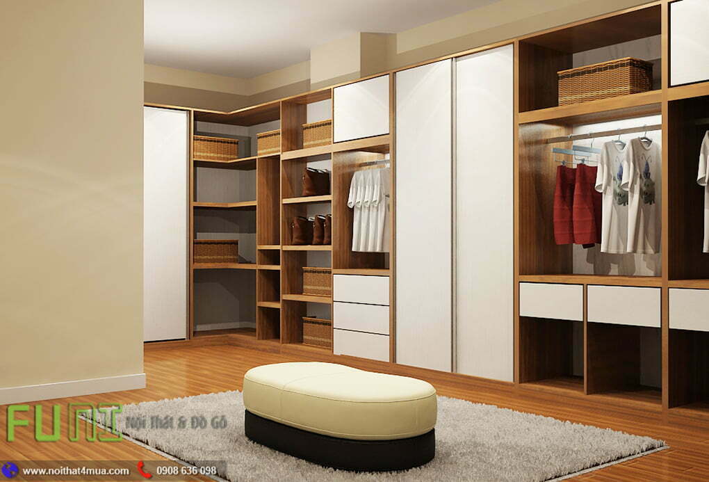 Hệ tủ áo đẹp cao cấp làm từ gỗ công nghiệp