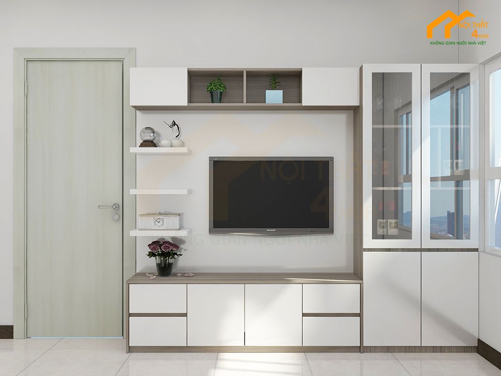 Cách chọn mẫu kệ tivi phòng khách căn hộ chung cư đẹp 21 Mẫu kệ tivi chung cư đẹp