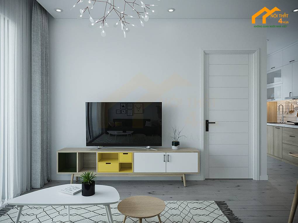 Cách chọn mẫu kệ tivi phòng khách căn hộ chung cư đẹp 4 Màu sắc kệ tivi
