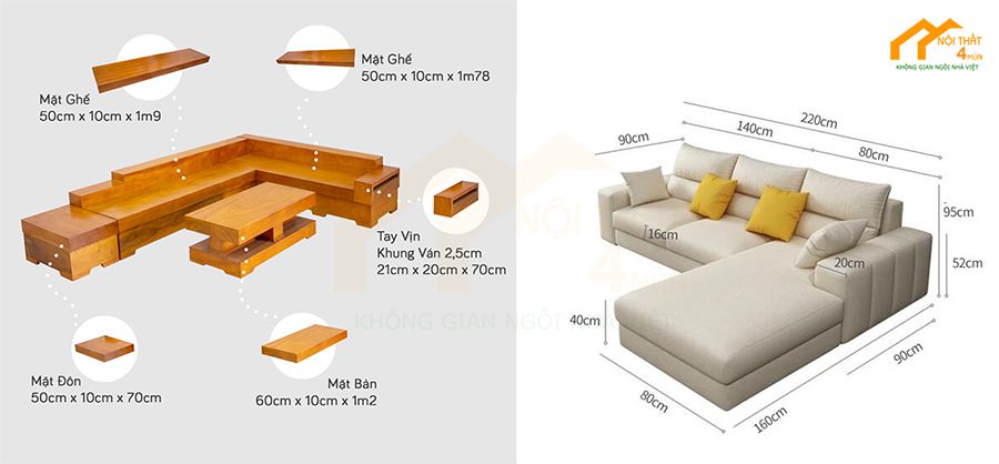 30+ Mẫu Sofa phòng khách chung cư nhỏ đẹp giá tốt 37 Kích thước sofa phòng khách