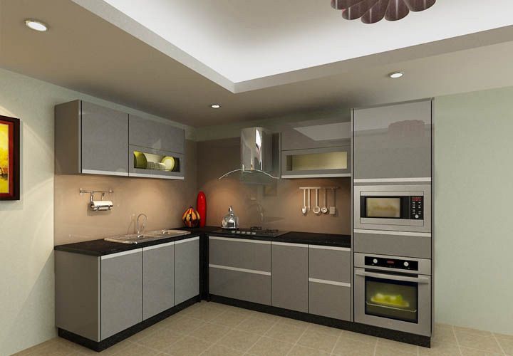 Mẫu tủ bếp inox cánh kính
