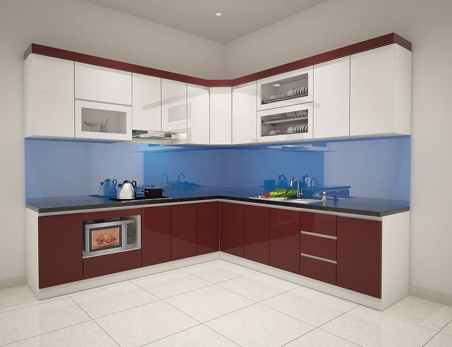 Mẫu tủ bếp inox cánh Laminate chống xước