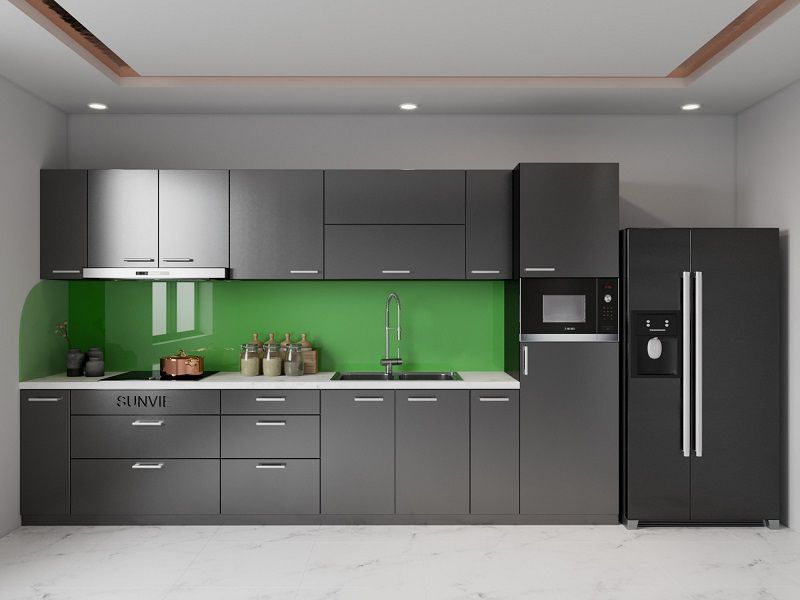 Mẫu tủ bếp inox 304 sơn tĩnh điện