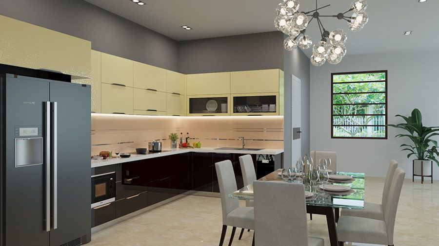 Mẫu tủ bếp inox cánh Laminate chống xước