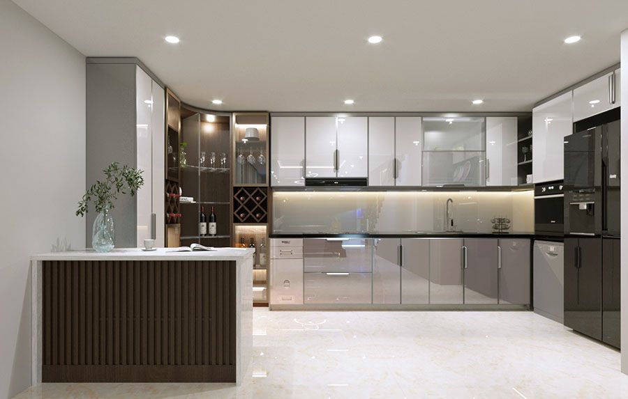 Mẫu tủ bếp inox đẹp cao cấp