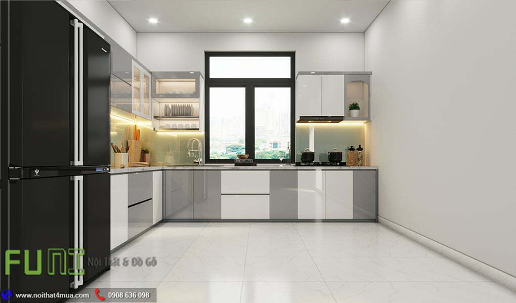 Mẫu tủ bếp acrylic chữ l đẹp Mẫu tủ bếp acrylic chữ l đẹp