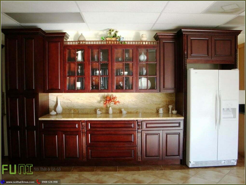 Mẫu tủ bếp gỗ hương đẹp Mẫu tủ bếp gỗ hương đẹp