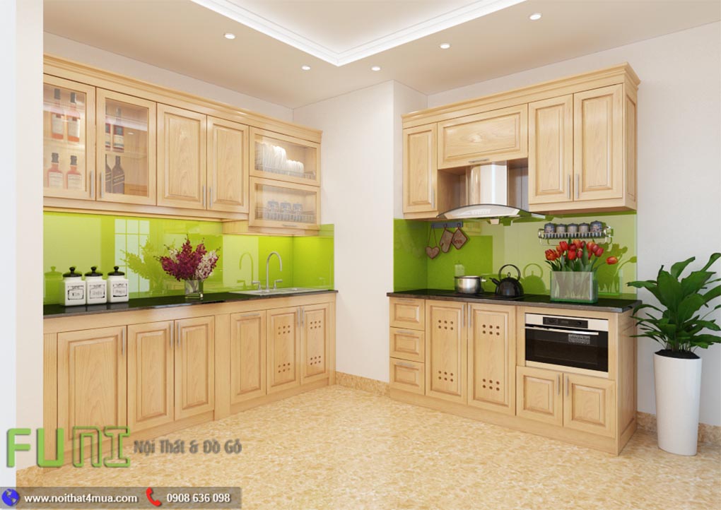 Mẫu tủ bếp gỗ sồi nhà phố Mẫu tủ bếp gỗ sồi nhà phố