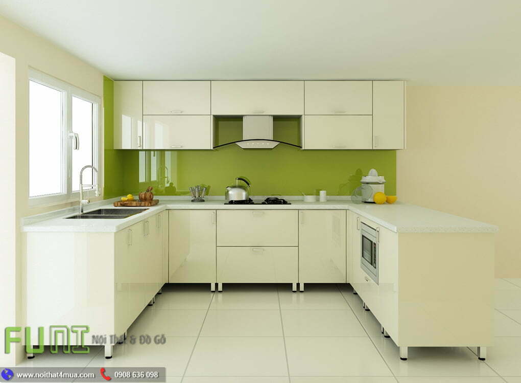 Mẫu bếp đẹp hiện đại thùng inox