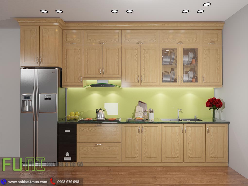 Mẫu tủ bếp đẹp làm bằng gỗ sồi nga Mẫu tủ bếp đẹp làm bằng gỗ sồi nga