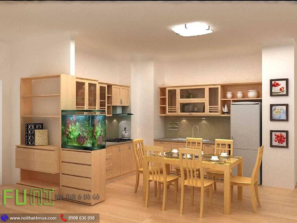 Thiết kế căn bếp xinh bằng gỗ sồi Thiết kế căn bếp xinh bằng gỗ sồi
