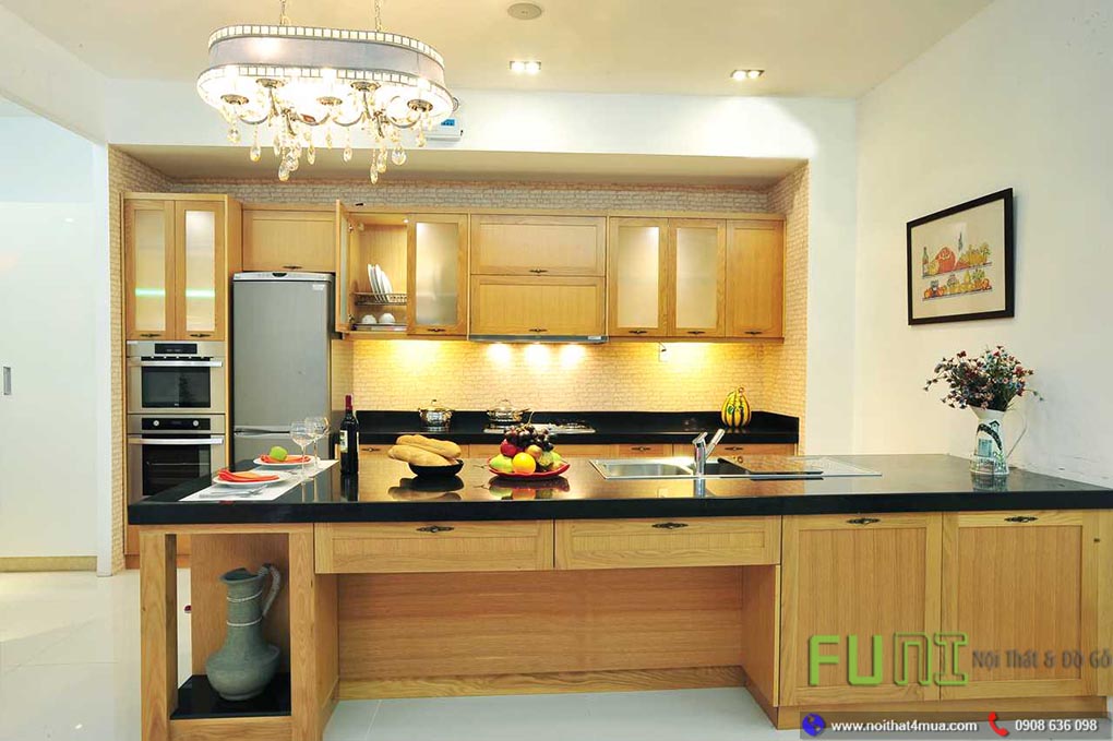 Thiết kế mẫu tủ bếp gỗ sồi mỹ đẹp Thiết kế mẫu tủ bếp gỗ sồi mỹ đẹp