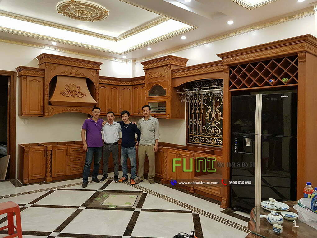 Thiết kế thi công tủ bếp phong cách tân cổ điển đẹp Thiết kế thi công tủ bếp phong cách tân cổ điển đẹp