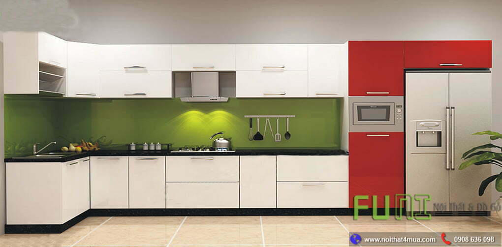 Thiết kế tủ bếp acrylic đẹp kiểu chữ L Thiết kế tủ bếp acrylic đẹp kiểu chữ L
