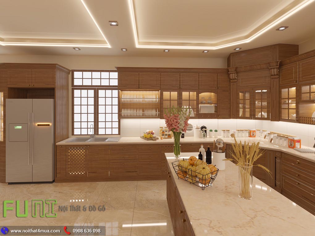 Thiết kế tủ bếp bằng gỗ sồi cổ Thiết kế tủ bếp bằng gỗ sồi cổ
