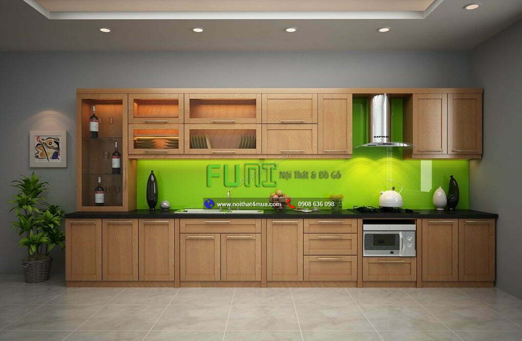 Thiết kế tủ bếp bằng gỗ veneer đẹp Thiết kế tủ bếp bằng gỗ veneer đẹp