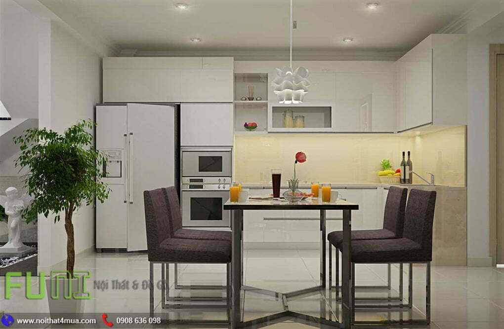 Thiết kế tủ bếp nhôm kính đẹp hiện đại Thiết kế tủ bếp nhôm kính đẹp hiện đại