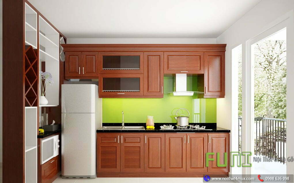 Thiết kế tủ bếp đẹp bằng gỗ xoan đào Thiết kế tủ bếp đẹp bằng gỗ xoan đào